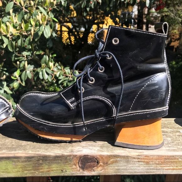 John Fluevog Shoes - John Fluevog tie heel boots goth Sz 5